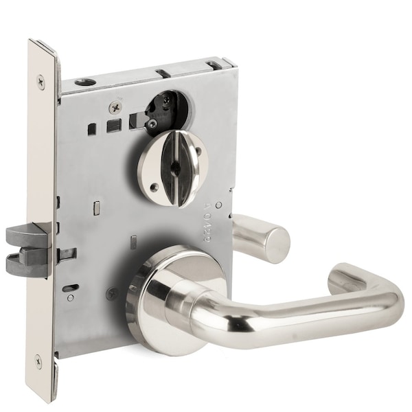 Schlage Grade 1 Privacy with Coin Turn Mortise Lock, 03 Lever, B Rose, Bright Chrome Fnsh, Field Reversible L9044 03B 625 - main